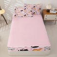 thumbnail image 4 of Erosebridal Playful Cat Pattern Zipper Twin Comforter Sets with Fitted Sheet and 2 Pillowcases,Yarn Ball Print Zipper Bedding Set,Orange Black Pink,Pink Reversible, 4 of 6