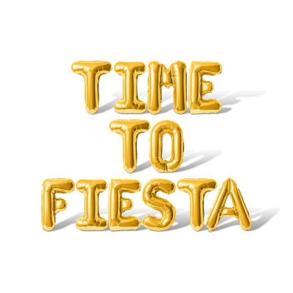 Letter Balloons - TIME TO FIESTA 16" Inch Alphabet Letters Foil Mylar Balloon Bachelorette or Bridal Shower Party Banner (Gold)
