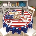 thumbnail image 6 of 4th of July Tablecloth Round 60 Inch Blue Patriotic American Flag Decorative Table Cloth Independence Day Outdoor Table Cover for Dining Kitchen Holiday Party Picnic Home Memorial Day Decoration, 6 of 6