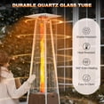 thumbnail image 3 of Nuu Garden 48,000 BTU Pyramid Propane Heater Outdoor Patio Heaters with Wheels, Patio Heater with Glass Tube Deck Porch for Outdoor Use Camping Backyard, Stainless Steel Burner, Wood-Grain Finish, 3 of 10