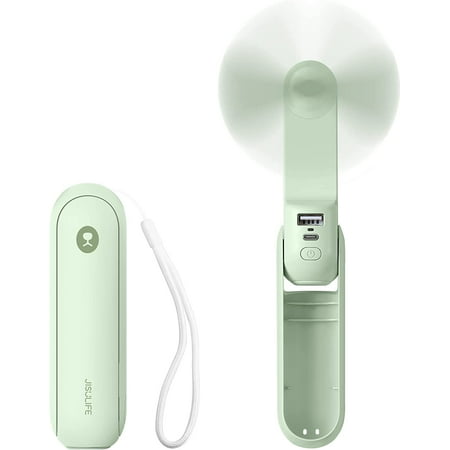 

JLMMEN STORE Portable Handheld Fan Mini Pocket Hand Fan Small Battery Operated 14-21 hours USB Rechargeable Foldable Fan Quiet Personal Fan with Power Bank Flashlight for Indoor Outdoor