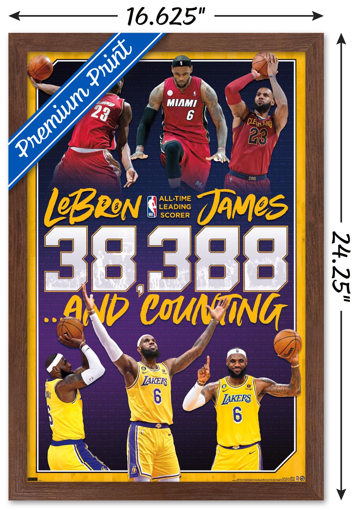 NBA League - LeBron James All-Time Scoring Leader Wall Poster, 14.725" x 22.375" Framed