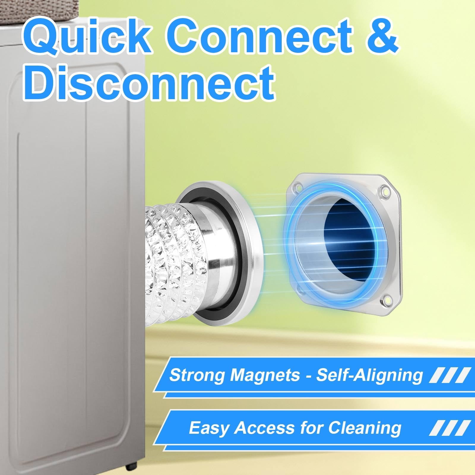 Airtight Seal Magnetic Dryer Vent Connector Kit, for Easy Lint Cleaning, Quick Connect Dryer Vent Tube