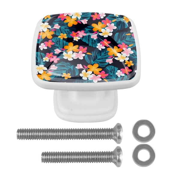 4 Pieces Set Drawer Pulls Handle Square Wardrobe Cabinet Knobs with Stainless Steel Screws Furniture Kitchen Decor