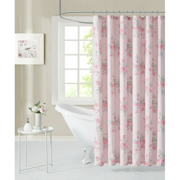 Simply Shabby Chic Misty Rose Printed Shower Curtain, 72 x 72