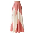 thumbnail image 3 of Womens Color Block Pleated Maxi Skirt High Waist A-Line Flowy Elegant Long Skirts M, 3 of 6
