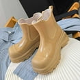 thumbnail image 5 of Fashionable Japanese Style Platform Ankle Rain Boots for Women - Solid Color Rubber Shoes with Thick Sole, 5 of 6