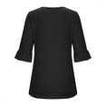 thumbnail image 4 of MeetoTime Tuniques pour Femmes Manches 3/4 Décontractées Col Rond Plissé Couleur Unie T-Shirt Pull, 4 of 6
