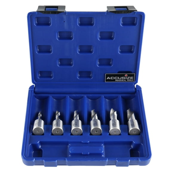 Accusize 6pcs/Set H.S.S. Fully Ground Drill Set with 3/4" Weldon Shank, 1inch Cutting Depth, 0519-2501