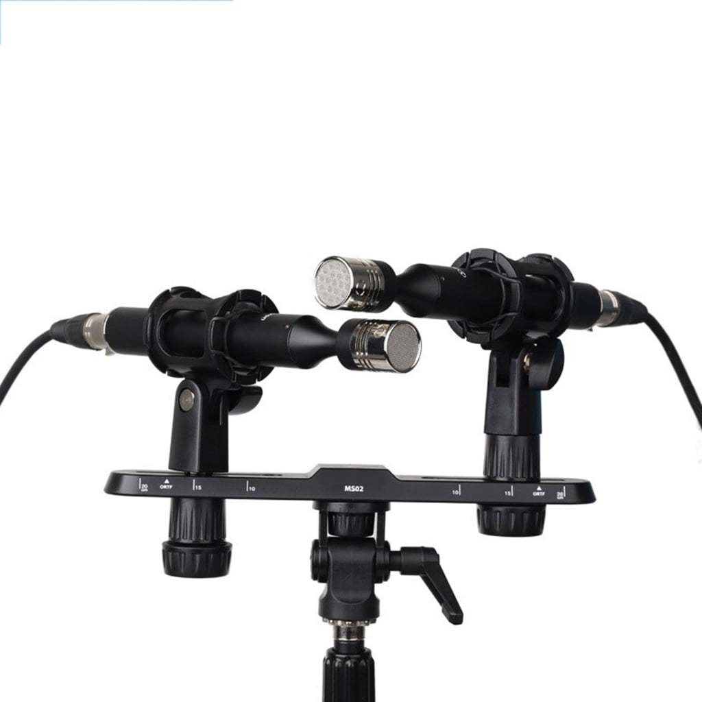 Microphone Stand with Twin Microphones Flexible Positioning for Auditory Work