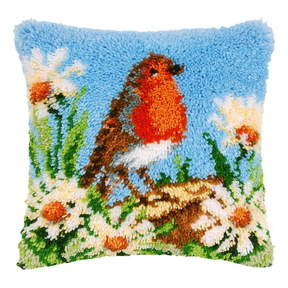Latch Hook Pillow Kits for Adults pillow,latch hook pillow kits,Bird Embroidery Creative Craft Home Decor Ideal for Learning Pillow Making 43×43cm/17*17in