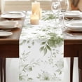thumbnail image 3 of Sage Green Flower 70 Inch Table Runner, Watercolor Gradient Retro Floral Farmhouse Dresser Scarf Cotton & Linen Tablerunner for Dining/Kitchen Island/Holiday Party Décor 13" x 70", 3 of 9