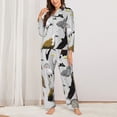 thumbnail image 2 of Honeii Animal Bird Print Women's Pajama Sets Long Sleeve Button Down Sleepwear Nightwear Soft Pjs Lounge Sets 2PCS-X-Large, 2 of 7