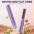 thumbnail image 4 of Rechargeable Mini Hair Straightener -2024 New Straight Rolled Dual-Purpose Hair Straightener Brush, Mini Travel Straightening Brush, Portable Cordless Hot Comb Flat Iron for All Hair Types (Purple), 4 of 6