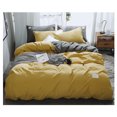 thumbnail image 3 of Graflsoa Ensemble de Housse de Couette Couleur Unie Toucher Doux avec Design Bicolore, Comprend Drap et Taies d'Oreiller, Plusieurs Options de Couleur (Jaune+gris, Rose+gris, Blanc+gris, Violet+gris, Orange Rosé+gris), 3 of 6