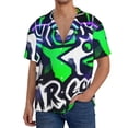 thumbnail image 7 of Lsque Geometry Dash print Men's Cuban Collar Short Sleeve Shirt Summer Beachwear Casual Button Down Fashionable Vacation Leisure Shirt-3X-Large, 7 of 7