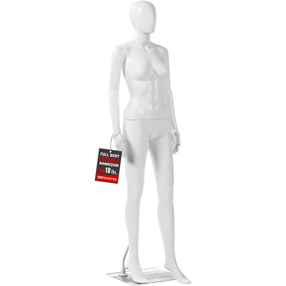 Female Form Mannequin - Versatile 360° Design, Easy Assemble, Full Body Dress Form Female Mannequin with Adjustable Posture, Turnable Head & Flexible Limbs - White