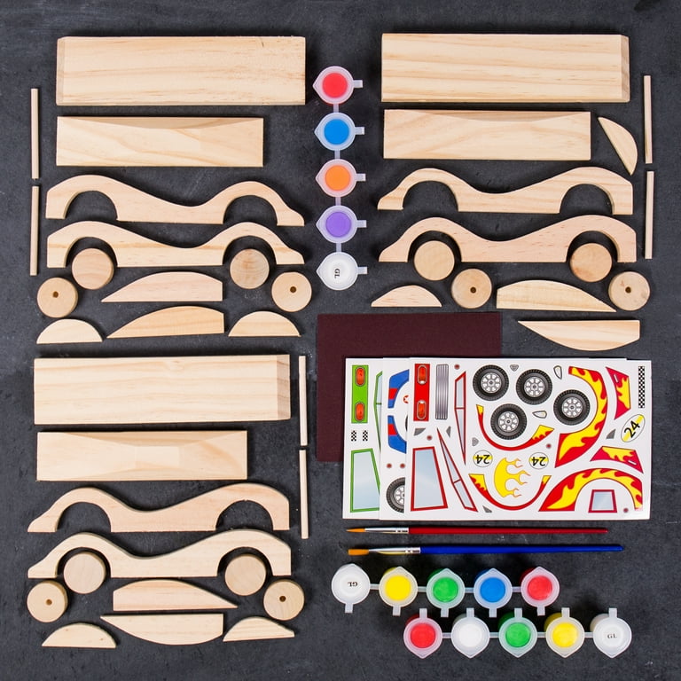 SAFIGLE 6pcs DIY Graffiti Car Kids Soap Making Kit Wood Paint Unfinished  Wood Crafts Car Paint Your Own Toy Woodworking Kits for Kids Car Kit Puzzle