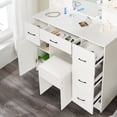 thumbnail image 5 of Caulitar Large Makeup Vanity Set with LED Lighted Mirror Dressing Table with 5 Drawer & Stool for Bedroom, Whtie, 5 of 9