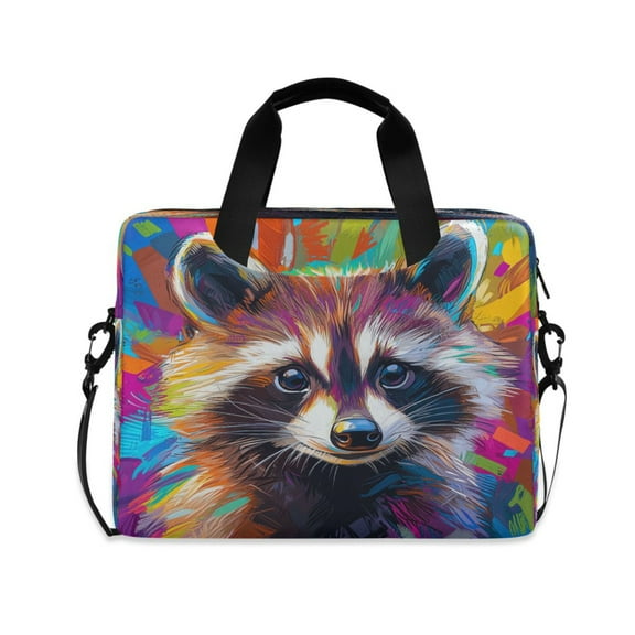 16" Laptop Tote Bag Laptop Sleeve Case Computer Briefcase for Work & Travel Colorful Cute Raccoon