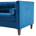 thumbnail image 3 of HomeRoots 473449 Blue Velvet Upholstered Sofa with Bolster Pillows, 3 of 11
