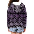 thumbnail image 2 of POLERO Girls Cute Graphic Print Zip Up Hoodies with Pocket Purple Gothic Floral Print Comfort Soft Hooded Sweatshirts Winter Warm Fleece Jacket 8-10 Years, 2 of 7
