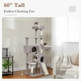 thumbnail image 3 of 60 Inches Cat Tower, Cat Tree with Dual Condos, Spacious Perch, Cozy Basket and Scratching Posts for Indoor Cats, Gray, 3 of 6