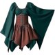 thumbnail image 1 of Trajes medievales renacentistas para mujer, vestido con corsé pirata, vestido corto irlandés tradicional con manga acampanada, 1 of 5