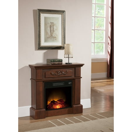 Prokonian Electric Fireplace Heater with 32" Mantle, Royal Cherry