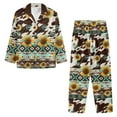 thumbnail image 6 of FOR U DESIGNS Aztec Sunflower Button Pajamas for Women Set 2 Piece Size 4XL Button Sleepwear Long Sleeve Tops and Pants for Women Button Up Nightwear with Pockets, 6 of 7