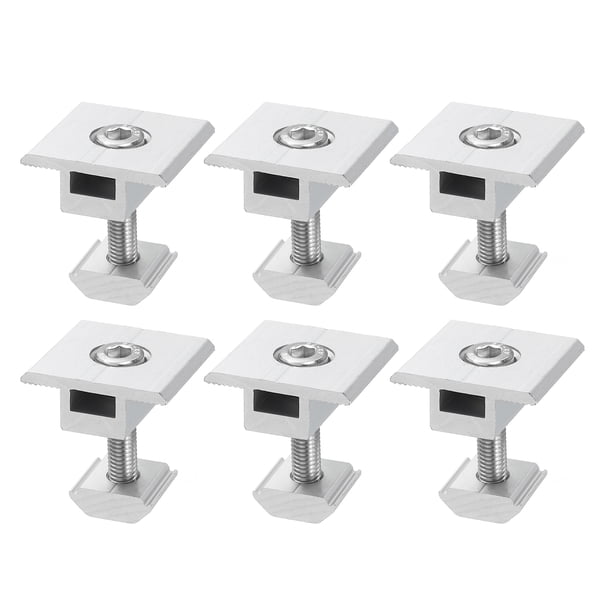 Uxcell 6Pcs Abrazadera Media para Panel Solar, Abrazaderas Centrales de Panel Solar de Aluminio de 30 mm, Sistema de Montaje de Riel Solar PV, Plata