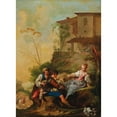 thumbnail image 2 of Jean Barbault 19x24 Gold Ornate Framed and Double Matted Museum Art Print Titled - A Pastoral Scene with Two Musicians Serenading a Shepherdess, 2 of 4