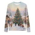 thumbnail image 3 of Uootdi Vintage Christmas Long Sleeve Gift Sweatshirts for Women Funny Cute Santa Claus Shirts Xmas Tree Printed Holiday Pullove r, 3 of 5