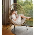 thumbnail image 6 of Grand Patio Outdoor & Indoor Wicker Oversized Egg Chair Set of 2 with Cushions Heavy Duty Steel Frame Egg Chair w/ Stand for Outside, Porch, Backyard, Tan, 6 of 8