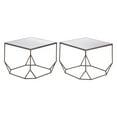thumbnail image 3 of Arzon Coffee Table Set (2-Piece) Bronze Coffee Table, Modern Style, Mirror Glass square shape tabletop, MDF, Indoor Living, 3 of 5