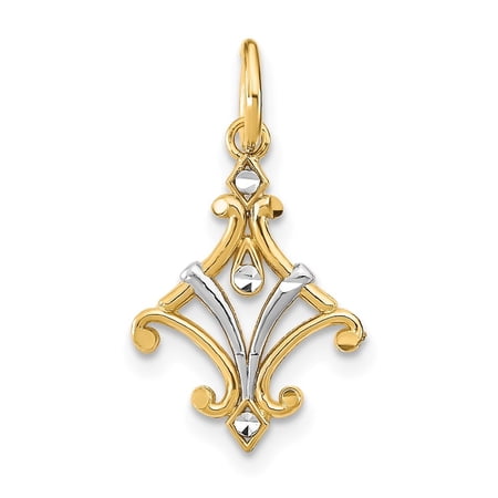 Diamond2Deal 14K Yellow Gold Diamond-Cut Chandelier Style Charm Pendant for Women