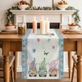 thumbnail image 2 of Table Runner 60 Inches Long for Kitchen Dining, Happy Easter Dresser Scarf Farmhouse, Dining Table Decorations for Wedding/Parties, Spring Gnomes Rabbit Eggs Floral Lattice 13 x 60 In, 2 of 8