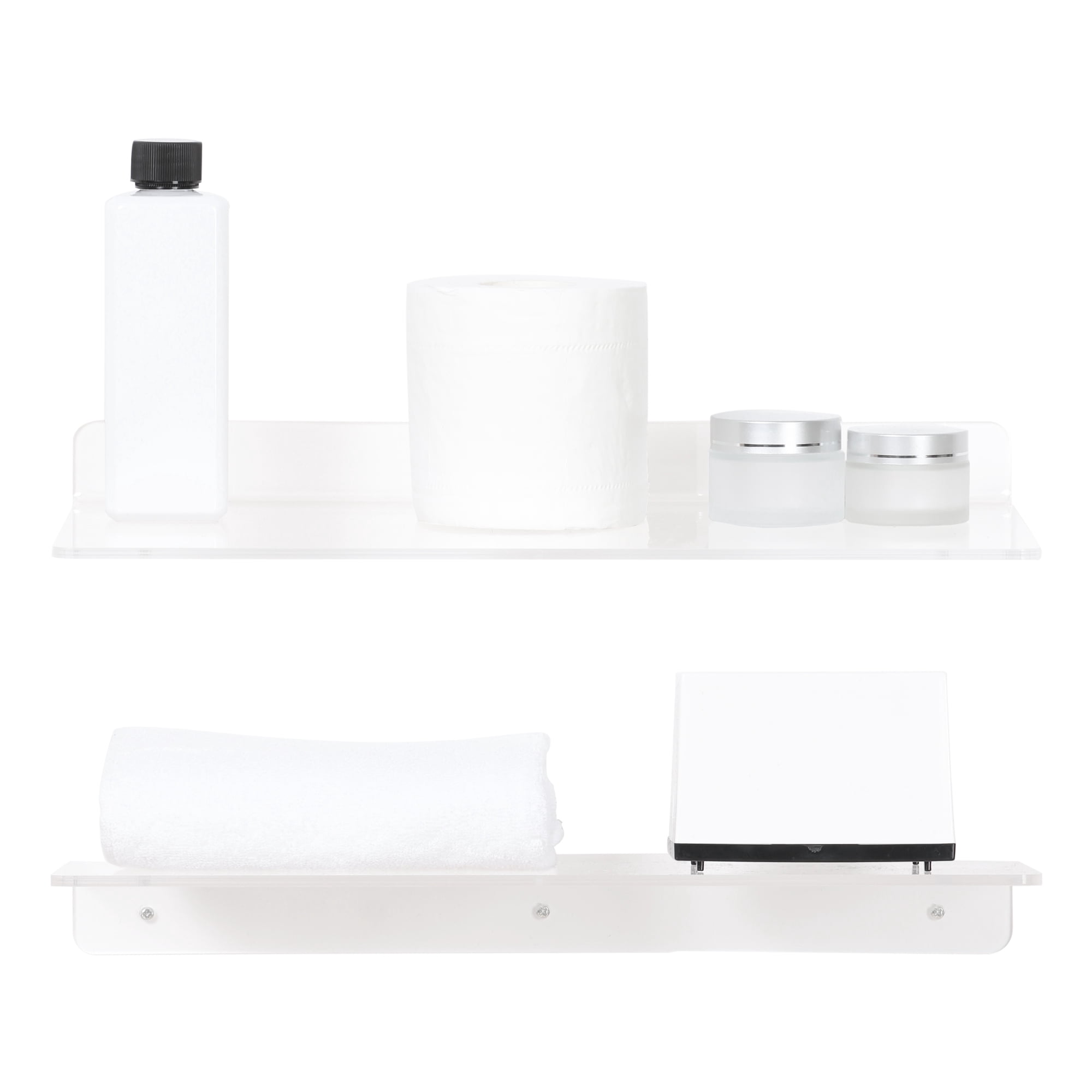 Unique Bargains Clear Acrylic Floating Shelves Acrylic Shelves for Bathroom Bedroom Wall 15.7" x 7.9" x 2" 2