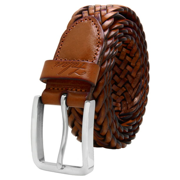 Falari - Falari Brown Men's Braided Belt 100% Genuine Leather 35mm ...