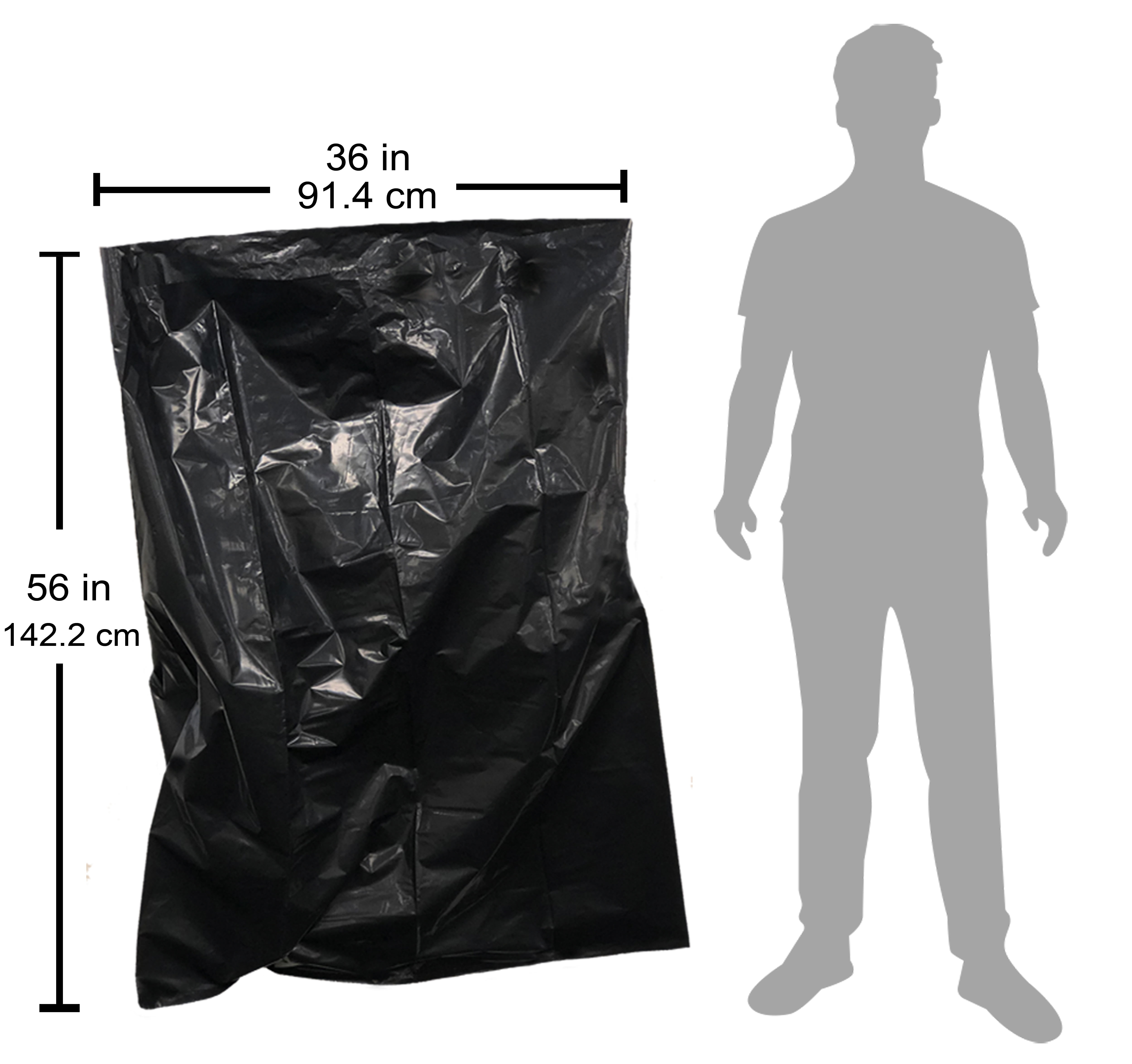 Maple Star 55 Gallon Trash Bags,38” x 58” Black Heavy Duty Garbage