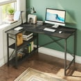 thumbnail image 3 of Bestier Bureau d'Angle en L de 47 Pouces avec Étagères de Rangement Bureau à Domicile Noir, 3 of 8
