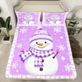 thumbnail image 2 of Feelyou Cartoon Christmas Snowman Twin Sheet Sets, Happy New Year Twin Fitted Sheet, Dreamy Xmas Snowflake Flat Sheet, Ultra Soft Bedroom Decor, 3-Piece, 2 of 7
