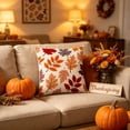 thumbnail image 3 of Yhmxh 18x18 Inch Fall Pumpkin Throw Pillow Cover, Watercolor Autumn Maple Leaf Berry Linen Decorative Cushion Case, Harvest Thanksgiving Farmhouse Square Pillowcase for Sofa Couch Porch Fall Decor, 3 of 4