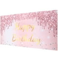 thumbnail image 6 of COMPUKAS Rose Gold Birthday Backdrop Banner for Kids Dressing Photo Prop Lightweight Polyester 18th Birthday Party Decorations, 6 of 7