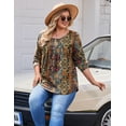 thumbnail image 5 of WQD Plus Size Boho Blouse for Women Long Sleeve Casual Loose Fit Tops Vintage Floral Print Tunic Shirt Fall Winter Clothing, 5 of 6