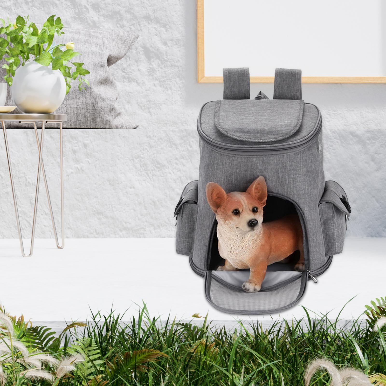 Fzaqwen Pet Carrier Backpack Adjustable Strap 2 Side Bags Carrying Bags Dog Carriers Pet Grey 14lb