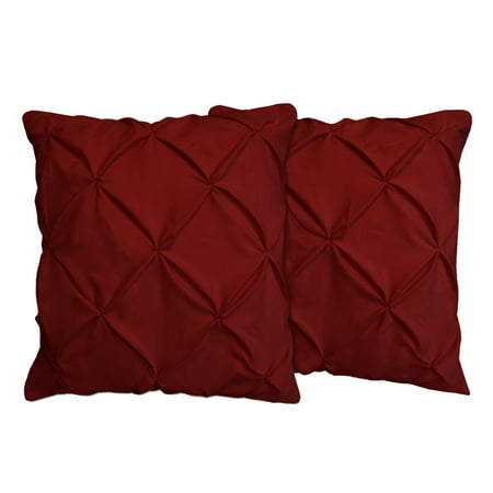 Set of 2 Pinch Pleat Pillow Shams (Throw 12 x 12, Burgundy) 1800 Series Brushed Microfiber - Wrinkle & Stain Resistant Decorative Bed Pillow Shams by The Great American Store