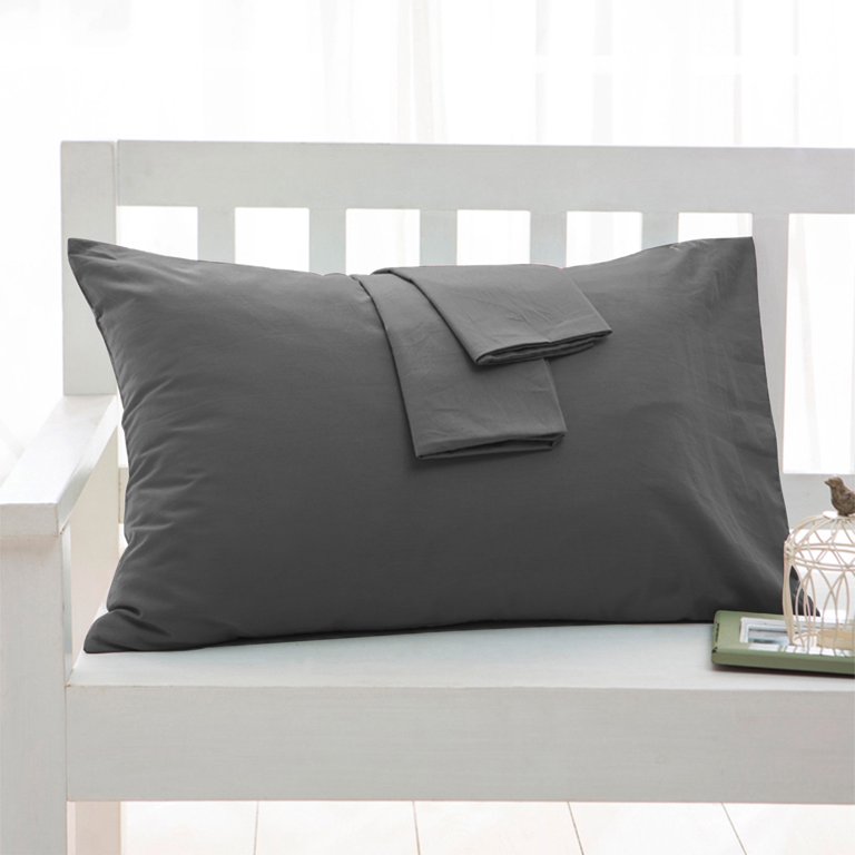 Pillowcase Set of 2 Pillow Cases Soft Cotton Bed Pillow Covers Standard Queen King size, Gray