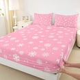 thumbnail image 3 of Homewish Merry Christmas Child Full Size Sheets, Pink Kawaii Snowflake Bed Sheets, Fairy Tale Theme Sheet Sets, Microfiber Bedroom Decor, 4 Pieces, 3 of 7
