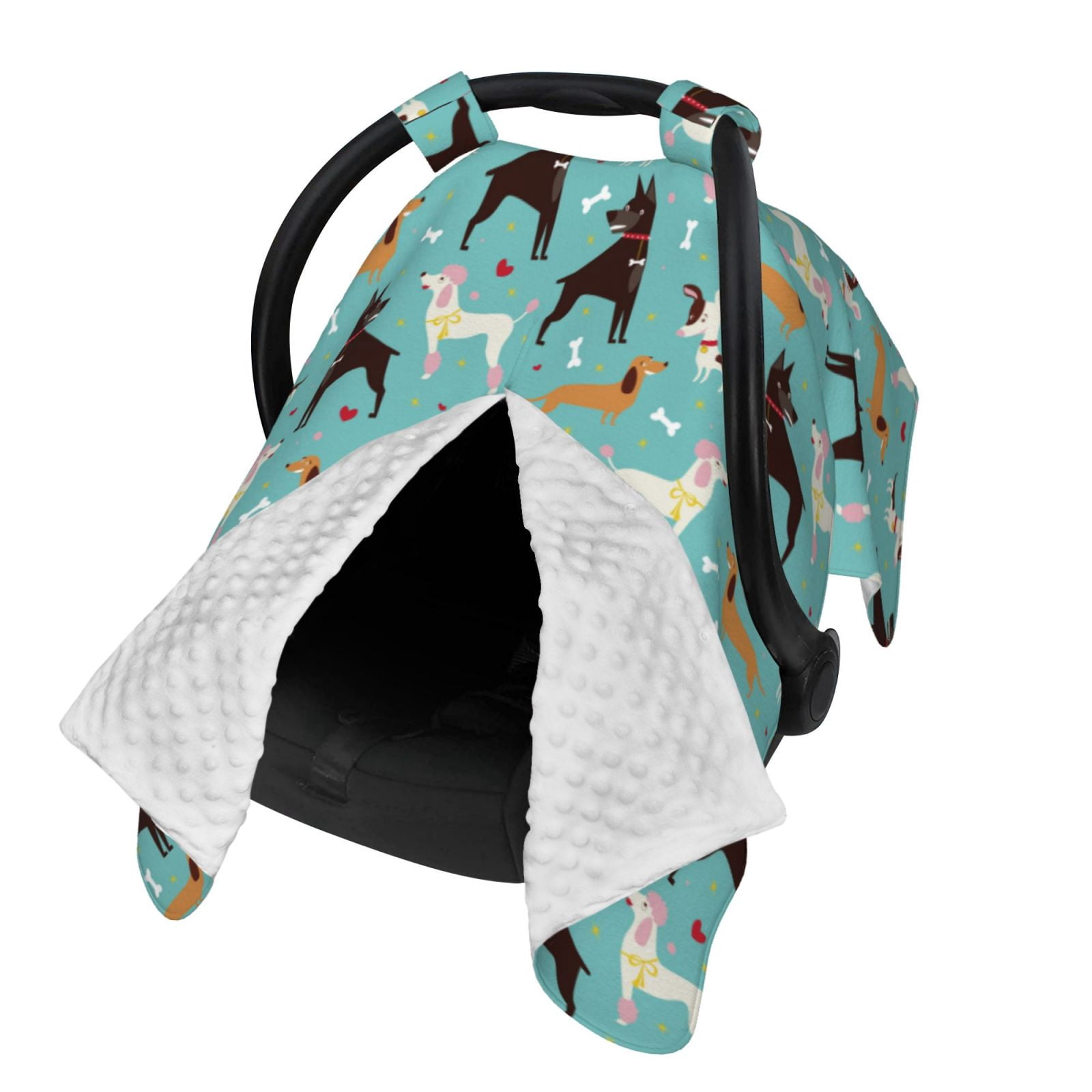 Naloa Cute Dog Baby Car Seat Cover, Breathable Baby Carrier Cover, Multiuse Baby Carrier Cover & Nursing Breastfeeding Cover